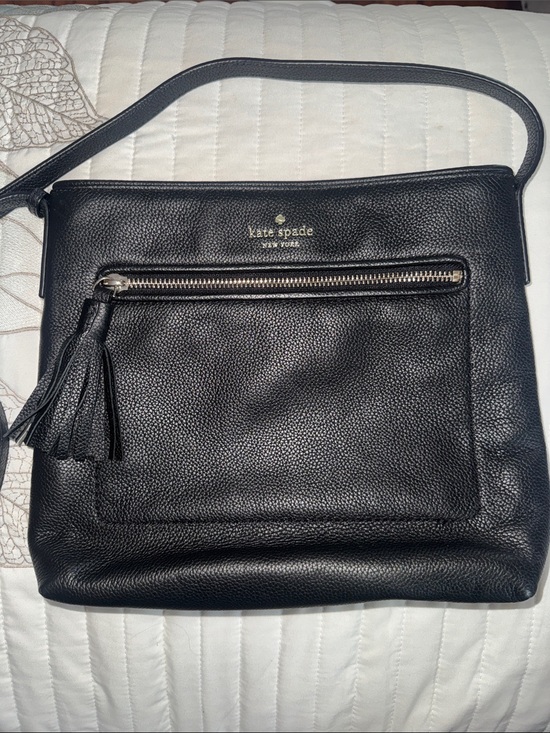 kate spade Other - kate spade Black Pebbled Leather Messenger Bag with Tassel